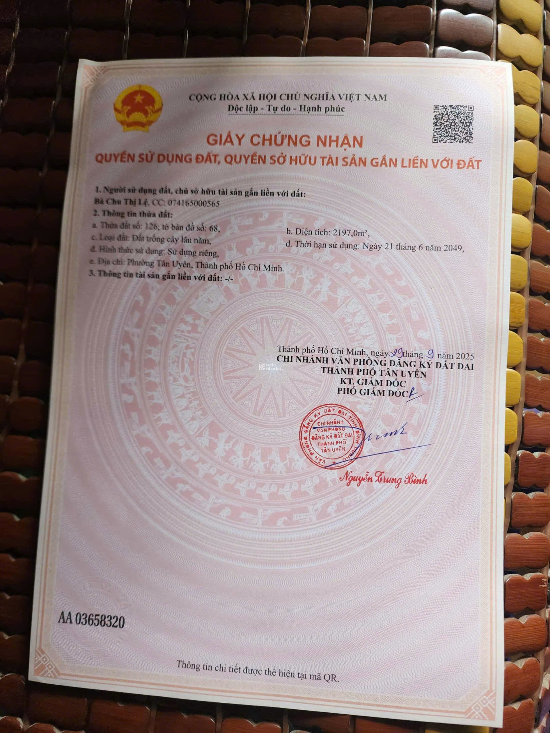 Đất khu vực Tân Lập Phường Tân Uyên