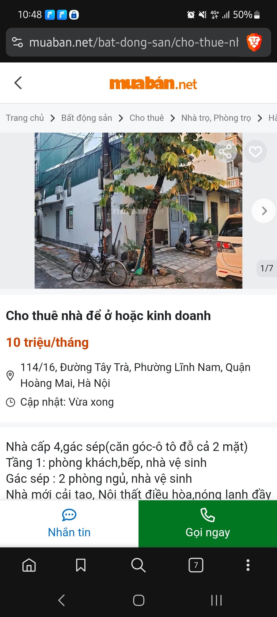 Nhà cho thuê ở hoặc làm văn phòng