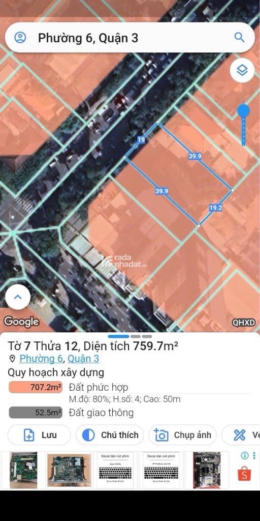 ĐIỆN BIÊN PHỦ PHƯỜNG 6 QUẬN 3 DT: 19*40M (760M2)- 370 TỶ