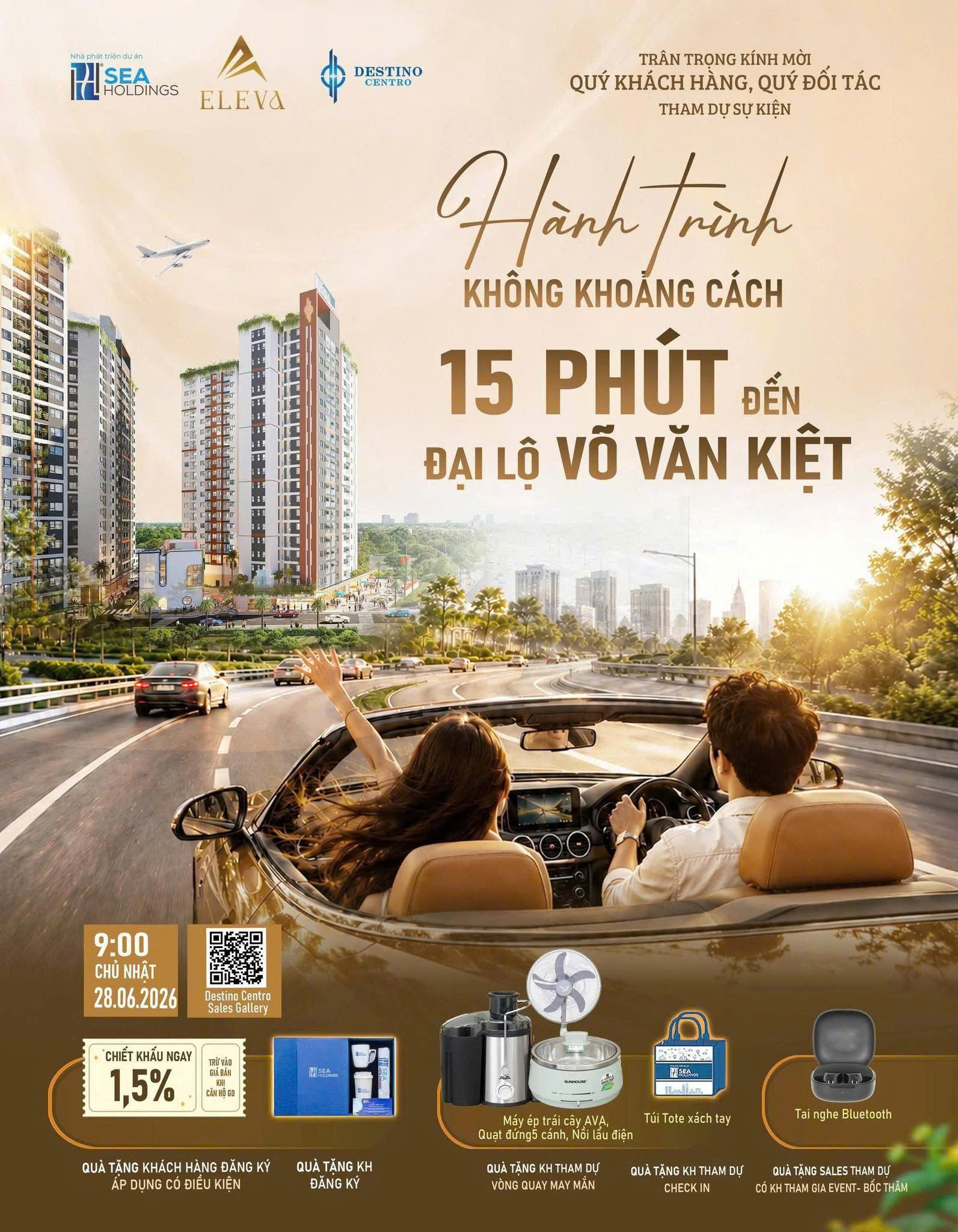 300 TRIỆU 15% SỞ HỮU CĂN HỘ 2 PN TẠI DESTINO CENTRO TRÊN QL1A TUYẾN LÊ KHẢ PHIÊU