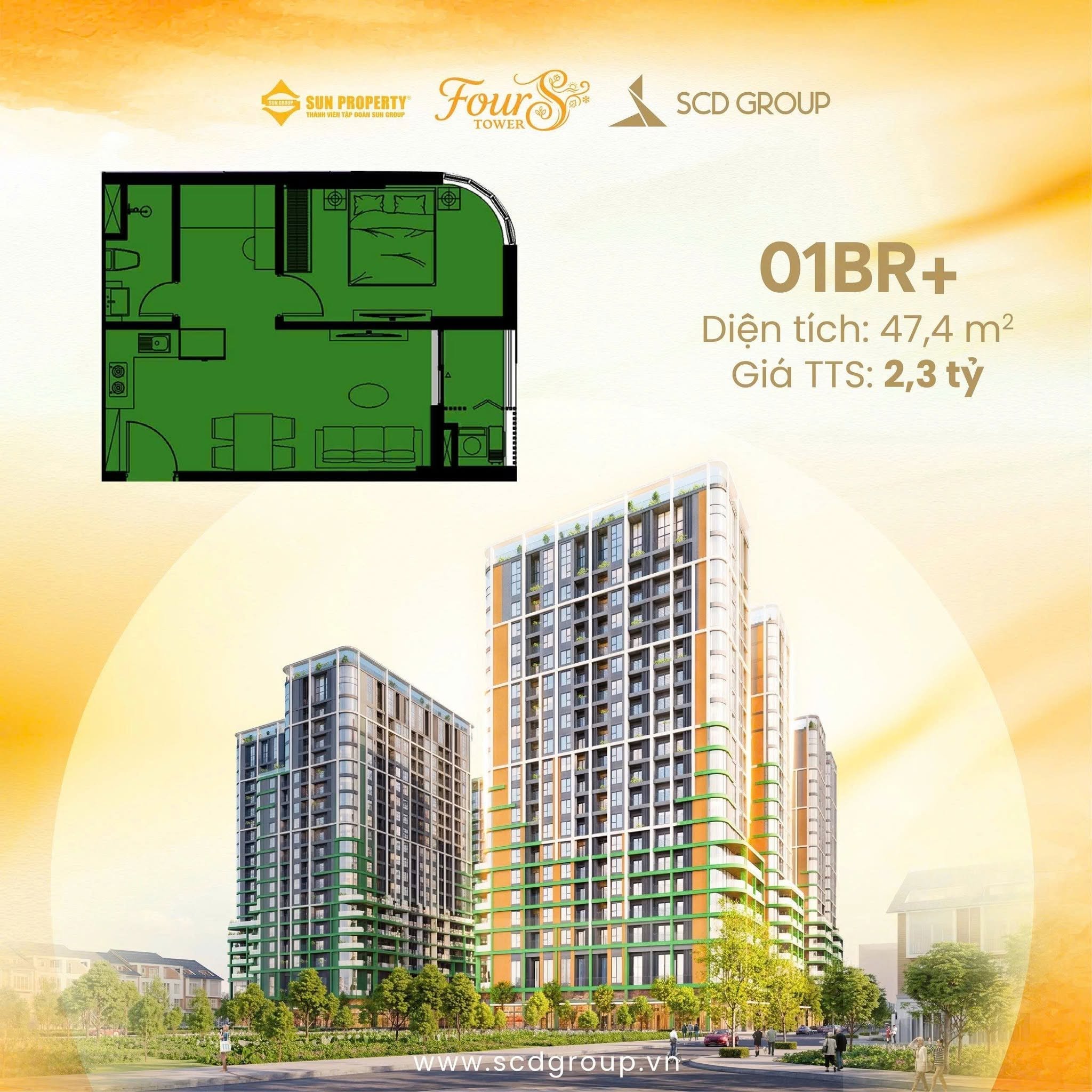 Chỉ từ 716 triệu sở hữu căn hộ 1PN FourS Tower Đà Nẵng