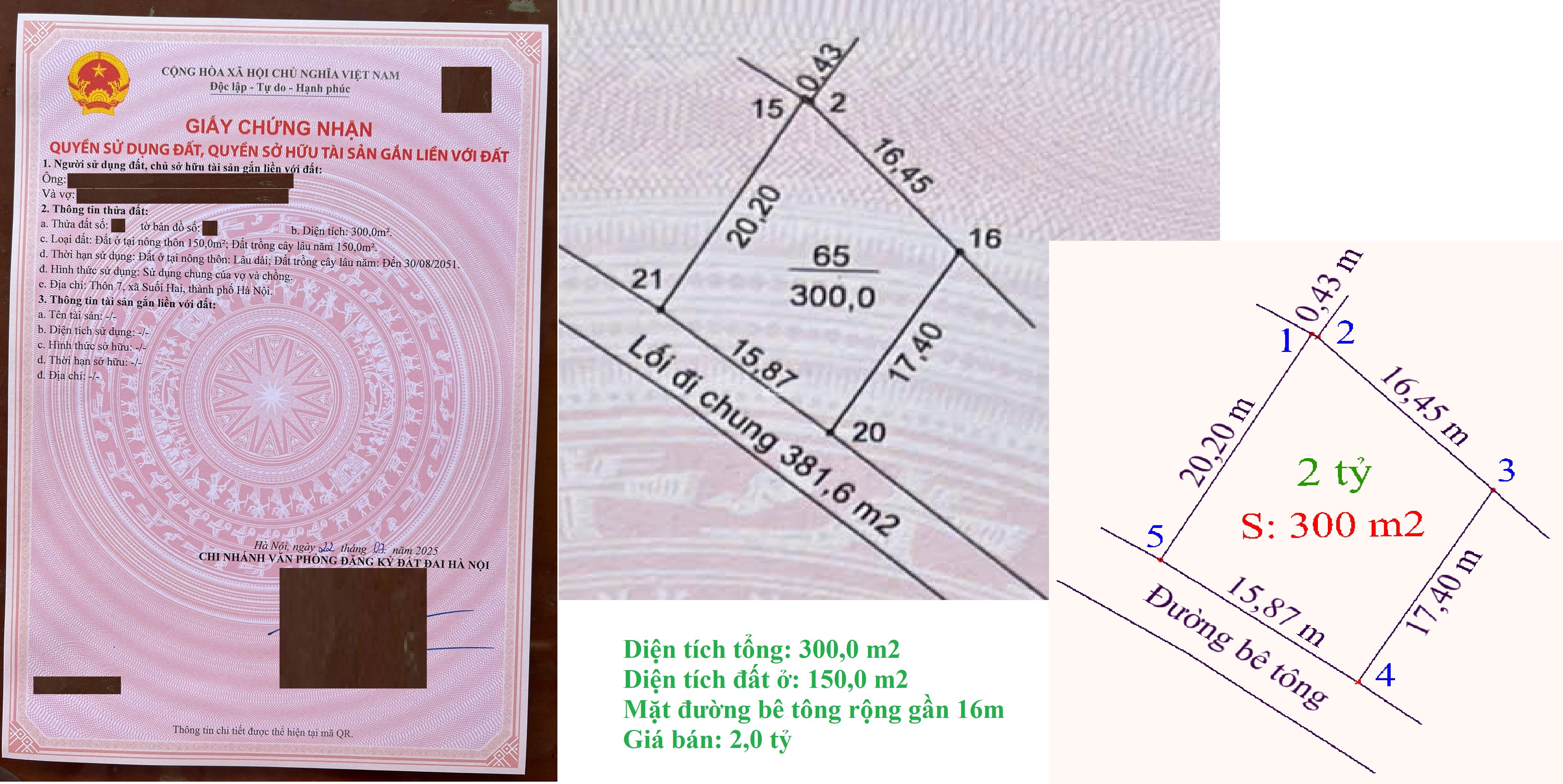 Khu đất 09 thửa đất phân lô 300-500 m2 tại xã Suối Hai, thành phố Hà Nội (Ba Trại,Ba Vì, Hà Nội)