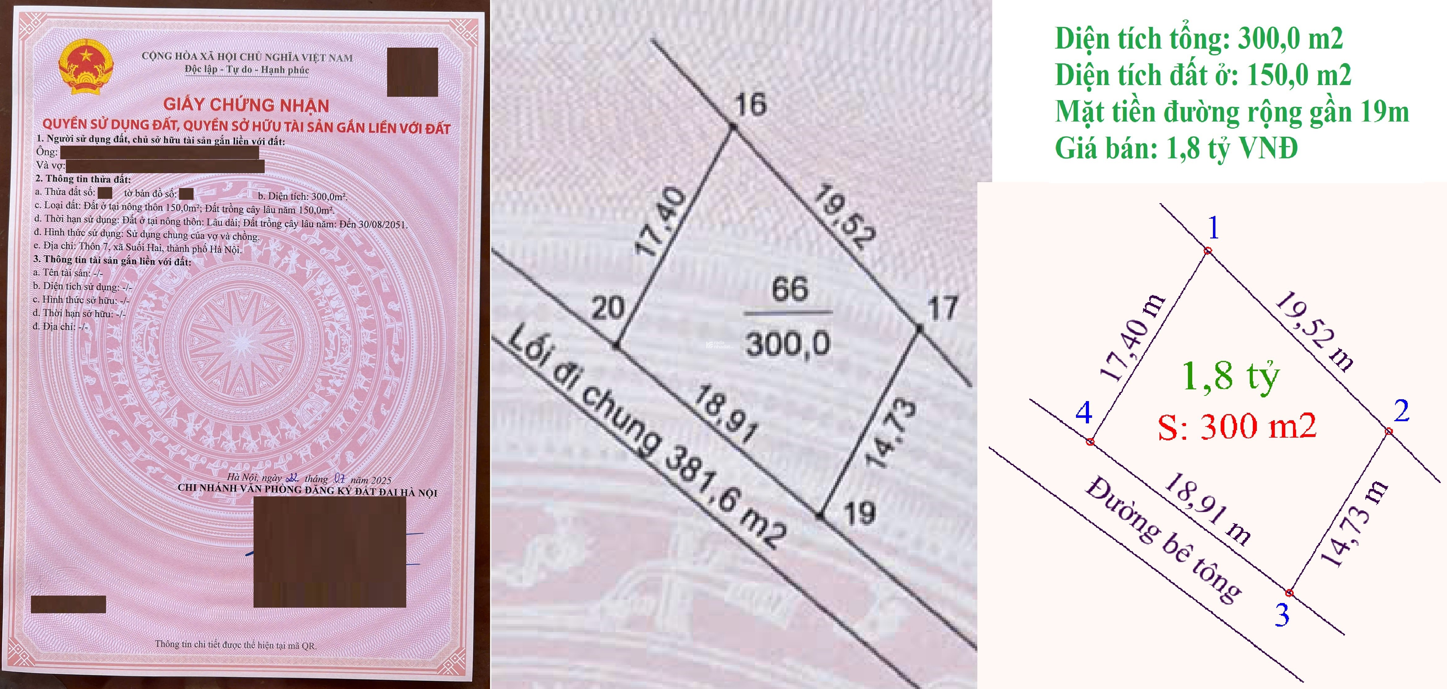 Khu đất 09 thửa đất phân lô 300-500 m2 tại xã Suối Hai, thành phố Hà Nội (Ba Trại,Ba Vì, Hà Nội)
