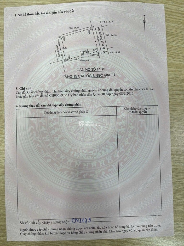 Bán căn 2PN cao ốc B chung cư Ngô Gia Tự 