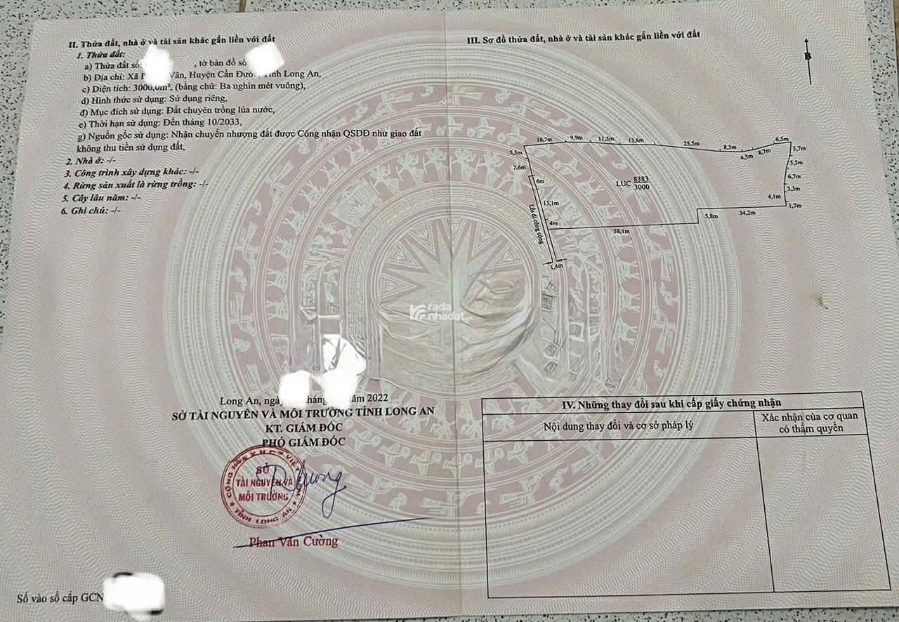 Bán đất Long An, sổ hồng riêng chính chủ giá mềm