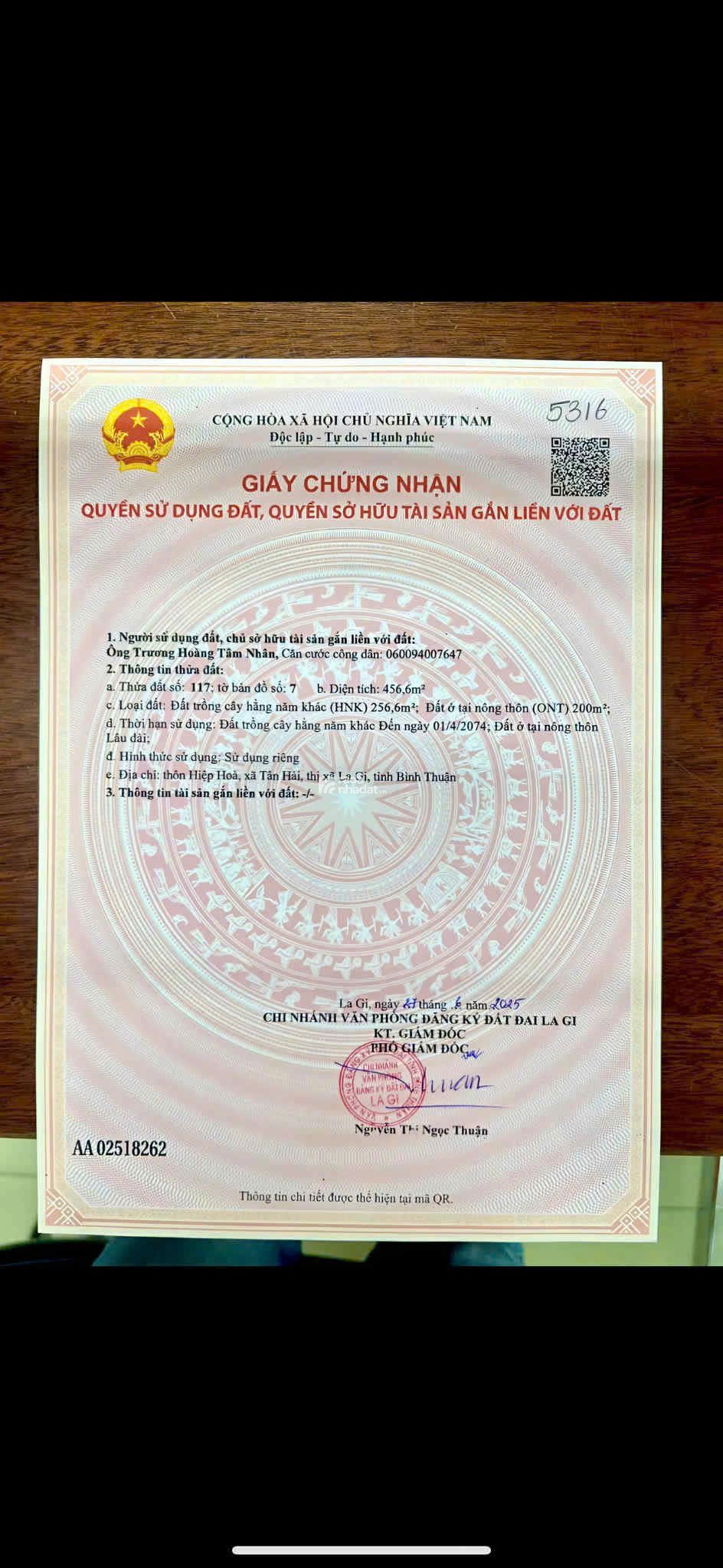 Bán lô đất xây dựng biệt thự nghỉ dưỡng   Tân Hải - La Gi - Đường Chu Văn An
