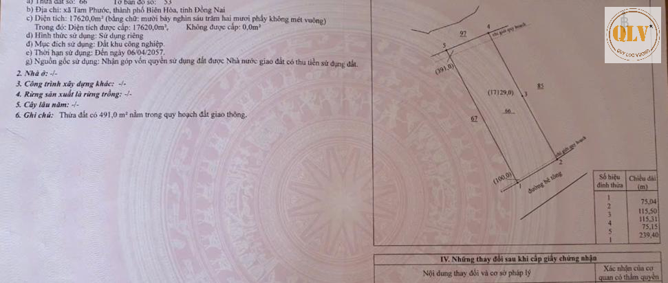 BÁN ĐẤT CCN DỐC 47, TAM PHƯỚC, BIÊN HÒA, ĐN 52.122m2