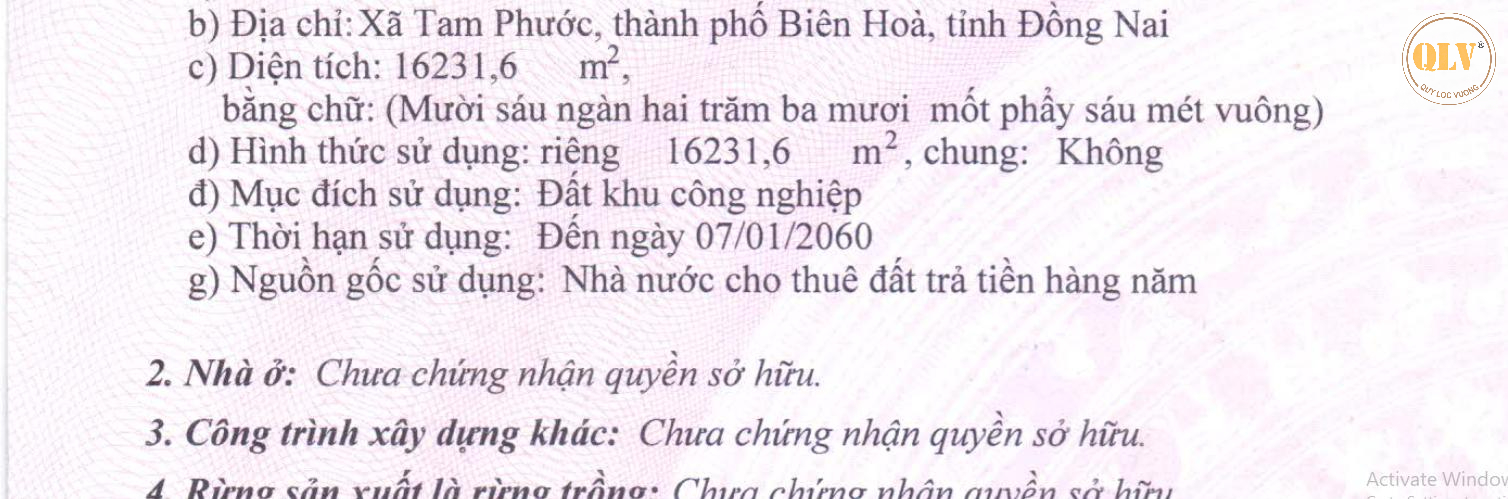 BÁN ĐẤT CCN DỐC 47, TAM PHƯỚC, BIÊN HÒA, ĐN 52.122m2