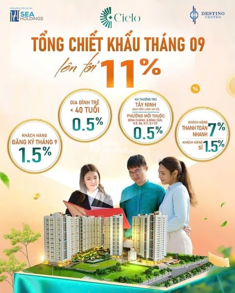 ƯU ĐÃI CHỈ TRONG THÁNG 9 CĂN HỘ CIELO-DESTINO CENTRO LÊN ĐẾN 11%