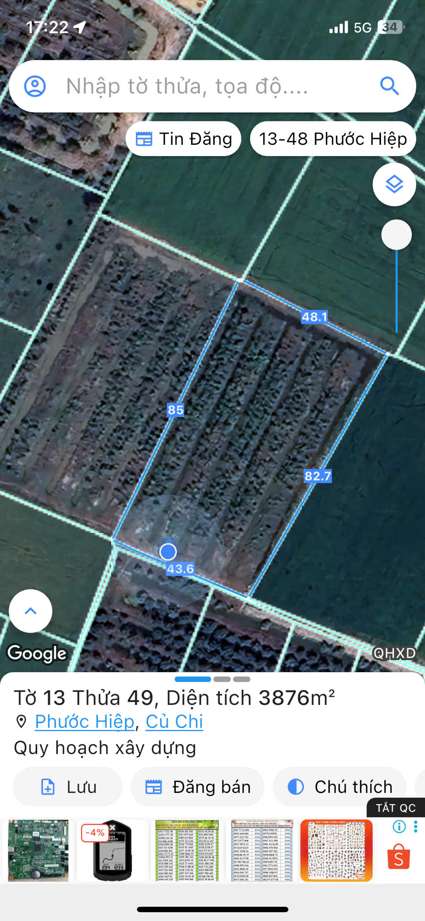 Bán Đất hẻm giáp Quốc Lộ 22 - xã phước hiệp - củ chi