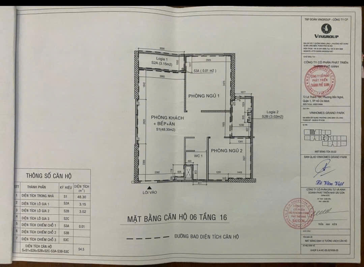 Giá 2,88Tỷ sở hữu 2PN 59,10m2 tại S5.02, The Rainbow