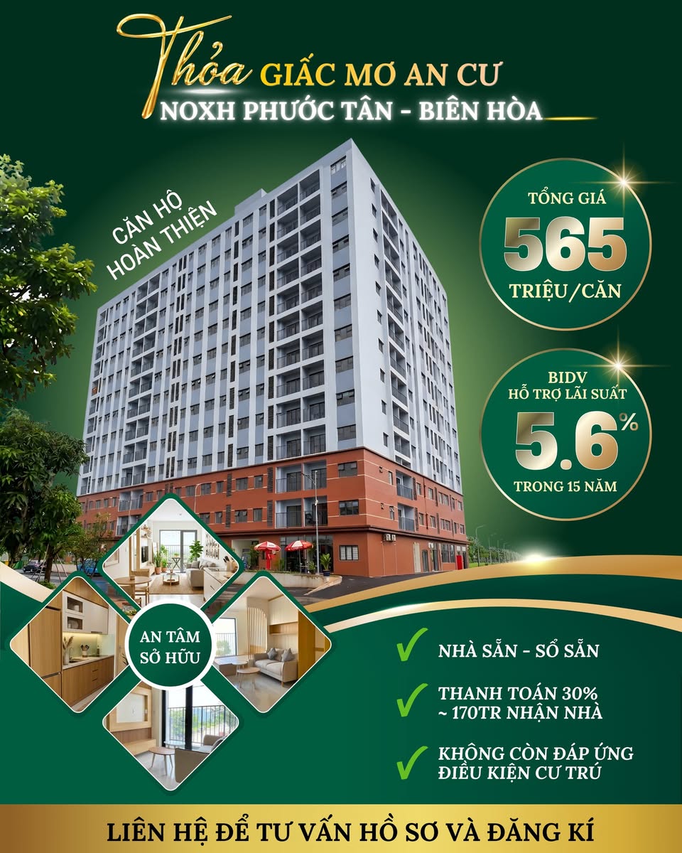 Nhà ở xã hội Phước Tân - Biên Hòa giá chỉ từ 565 triệu/căn
