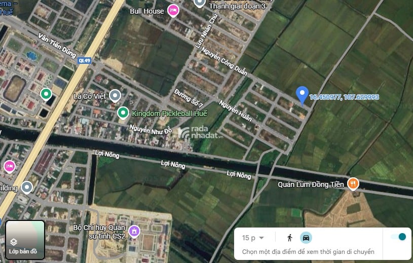  BÁN ĐẤT MẶT TIỀN NGUYỄN CÔNG DUẪN TRỤC VŨ PHƯƠNG VŨ, VIEW ĐỒNG LÚA THOÁNG MÁT