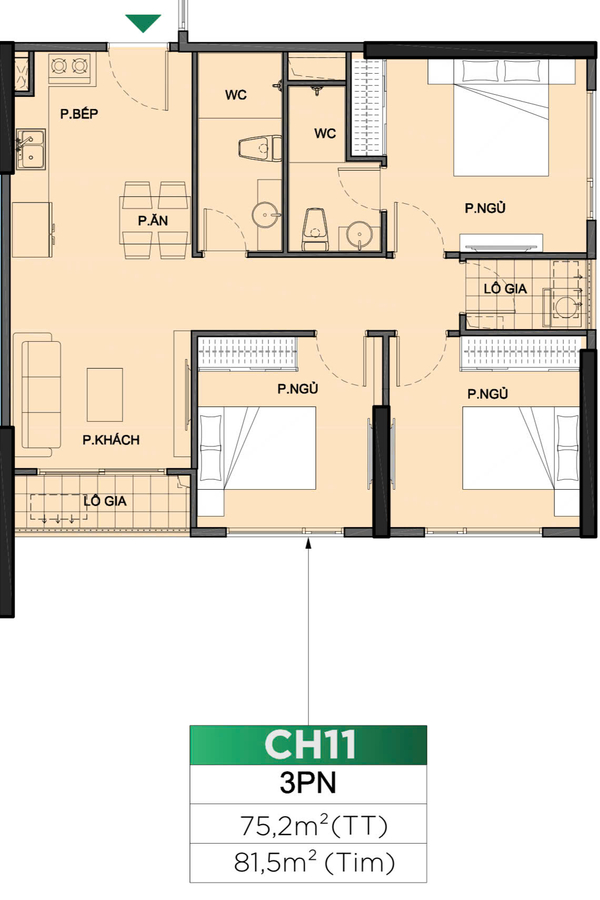 Cần bán 3PN 81,50m2, phân khu The Origami, giá tốt 4,21tỷ