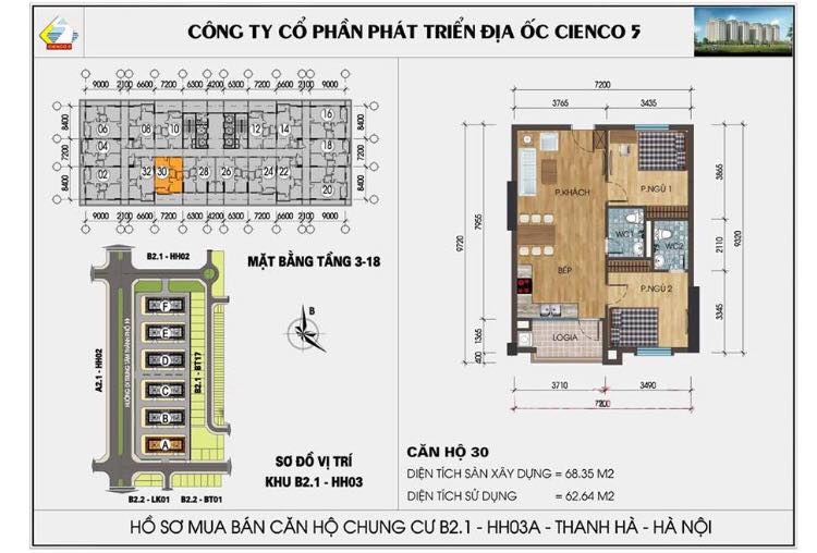  Bán gấp căn hộ thoáng mát tại chung cư Thanh Hà Cienco 5 