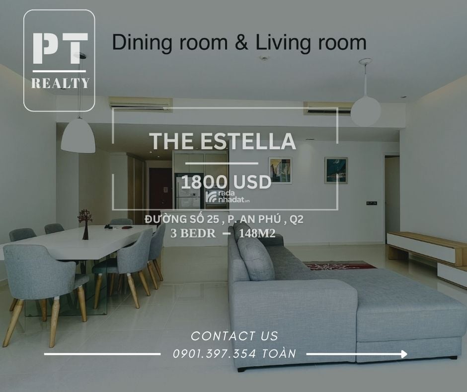  The Estella 148m2, 3PN, ban công rộng, view hồ bơi cực chill. 