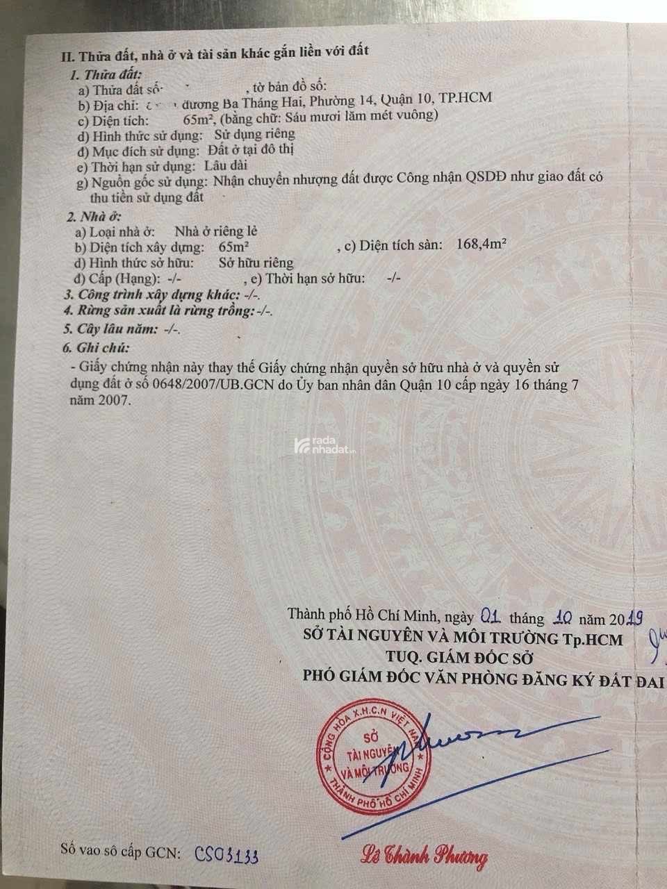 XOẮN CHỦ BÁN GẤP NHÀ 3 THÁNG 2 - QUẬN 10 HXH - DT:65M2 (416) 4 TẦNG - CHỈ 13,3 TỶ