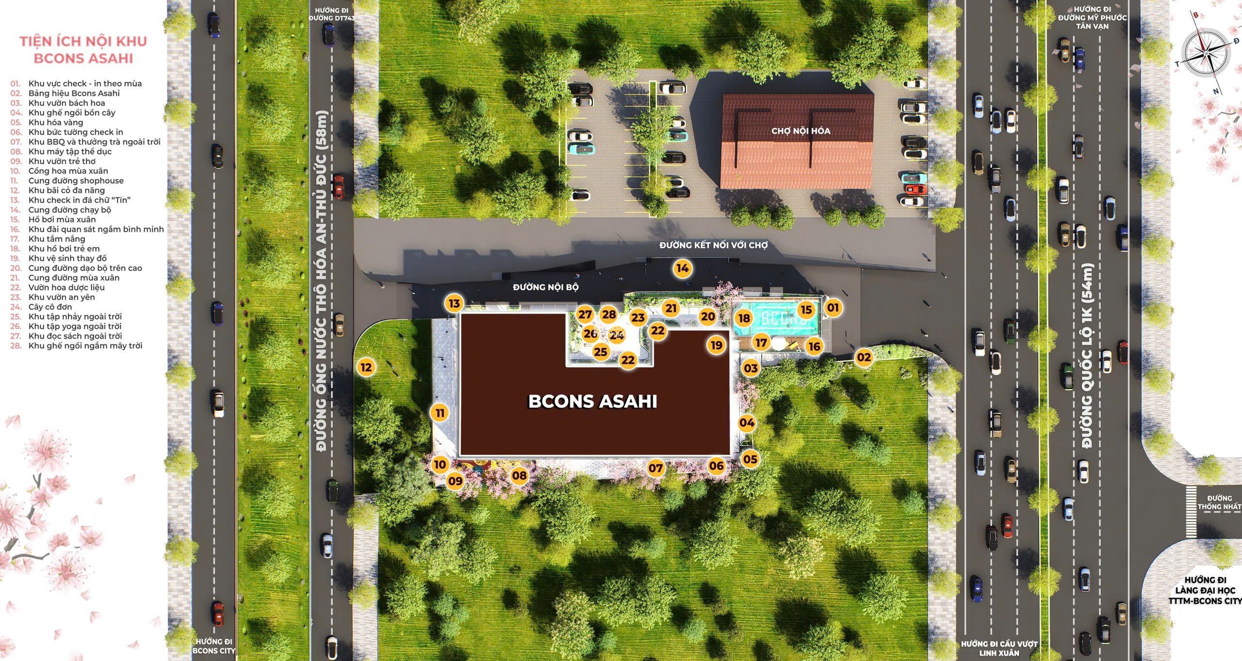  BCONS ASAHI Em còn duy nhất 3 căn 3PN / 75m2 / Giá 3.5 tỷ căn ( Có VAT ) / View Hồ Bơi , QL1K 