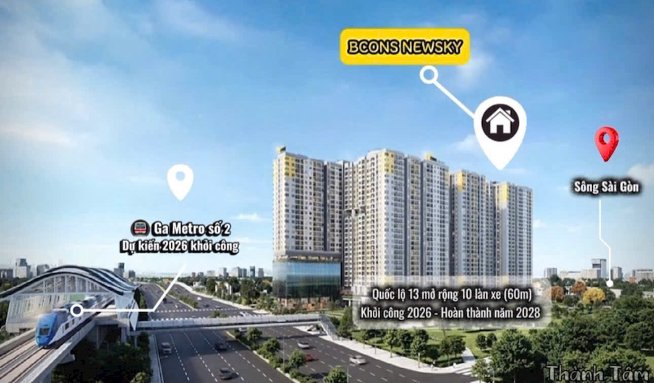 Căn góc 99m2-3PN3WC Bcons Newsky, CK 5.65% , Cam kết thuê 15 TR/Tháng, Metro 100m