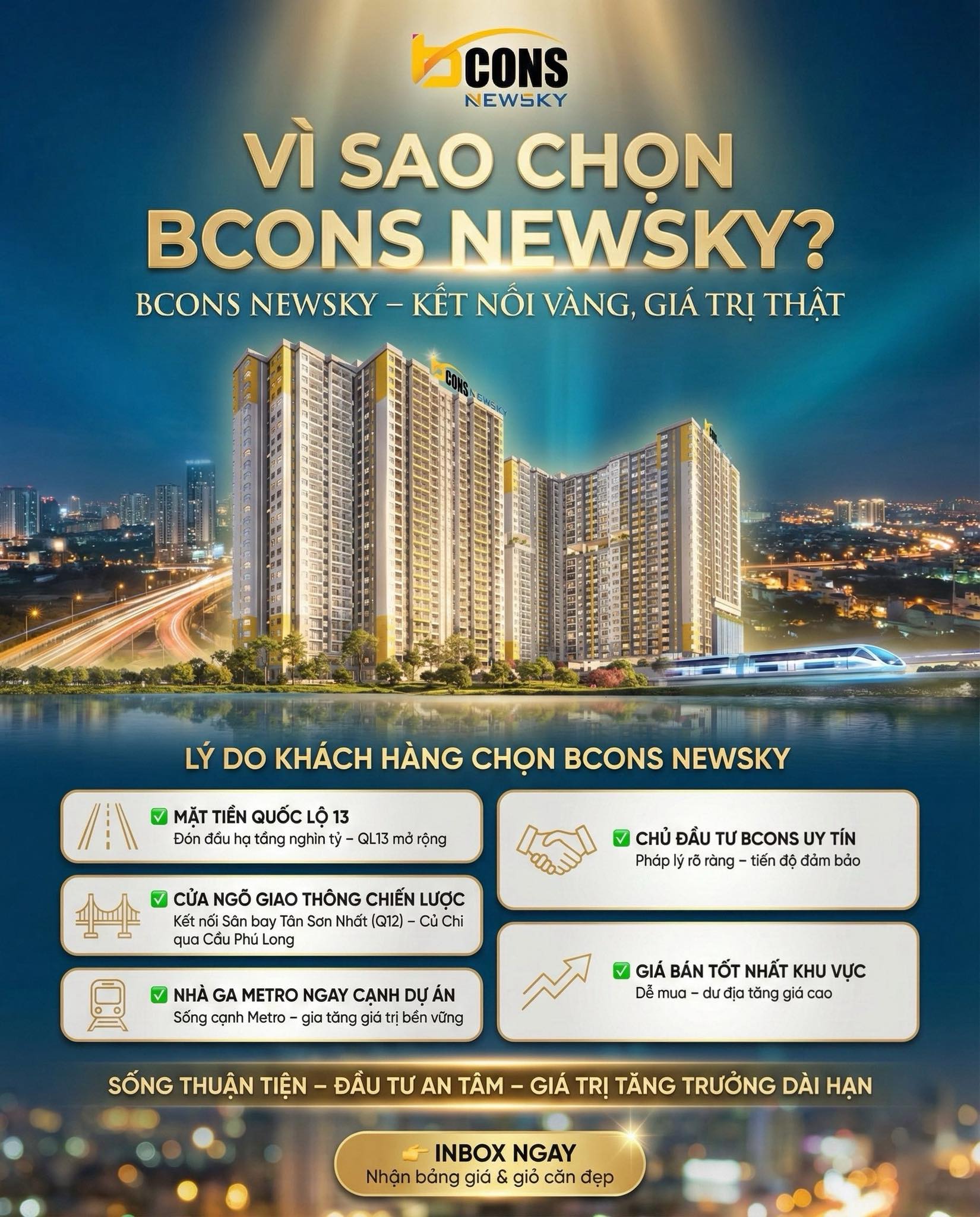 Căn góc 99m2-3PN3WC Bcons Newsky, CK 5.65% , Cam kết thuê 15 TR/Tháng, Metro 100m