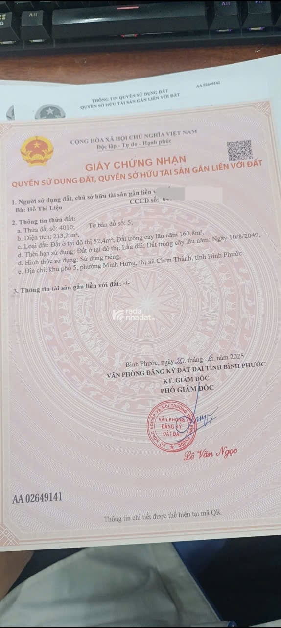 BÁN ĐẤT NỀN NGAY KHU CÔNG NGHIỆP MINH HƯNG 3 CHƠN THÀNH TỈNH ĐỒNG NAI MỚI,