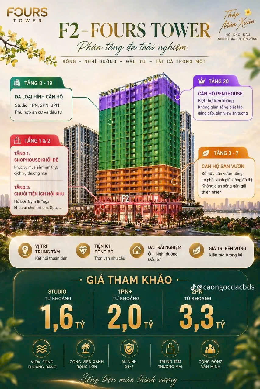 Căn hộ 2 Tỷ FOURS TOWER view biển Nam Đà Nẵng