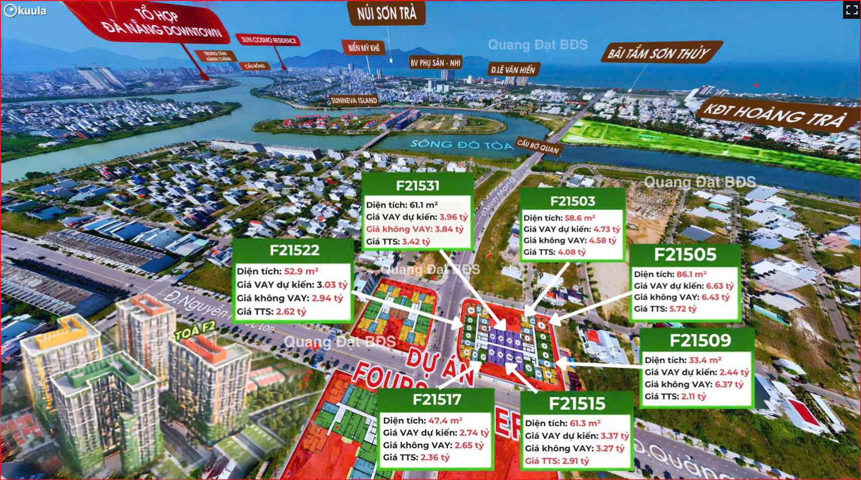 Căn hộ 2 Tỷ FOURS TOWER view biển Nam Đà Nẵng