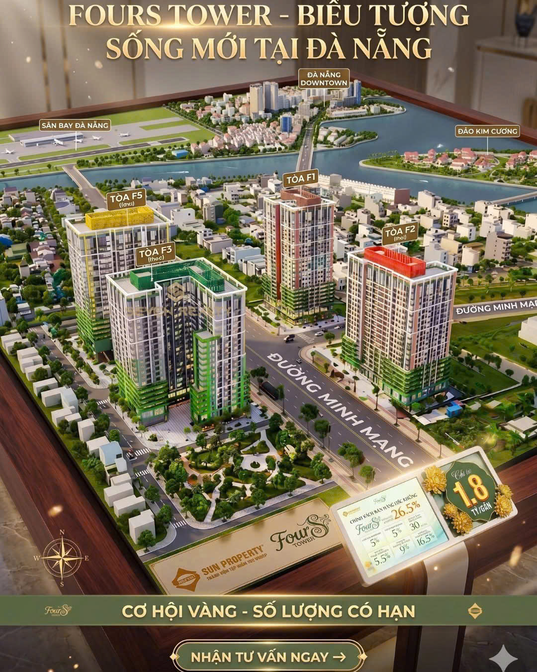 Chỉ từ 1.5 tỷ sở hữu căn hộ cao cấp của Sun Group tại trung tâm Nam Đà Nẵng - Sổ hồng lâu dài