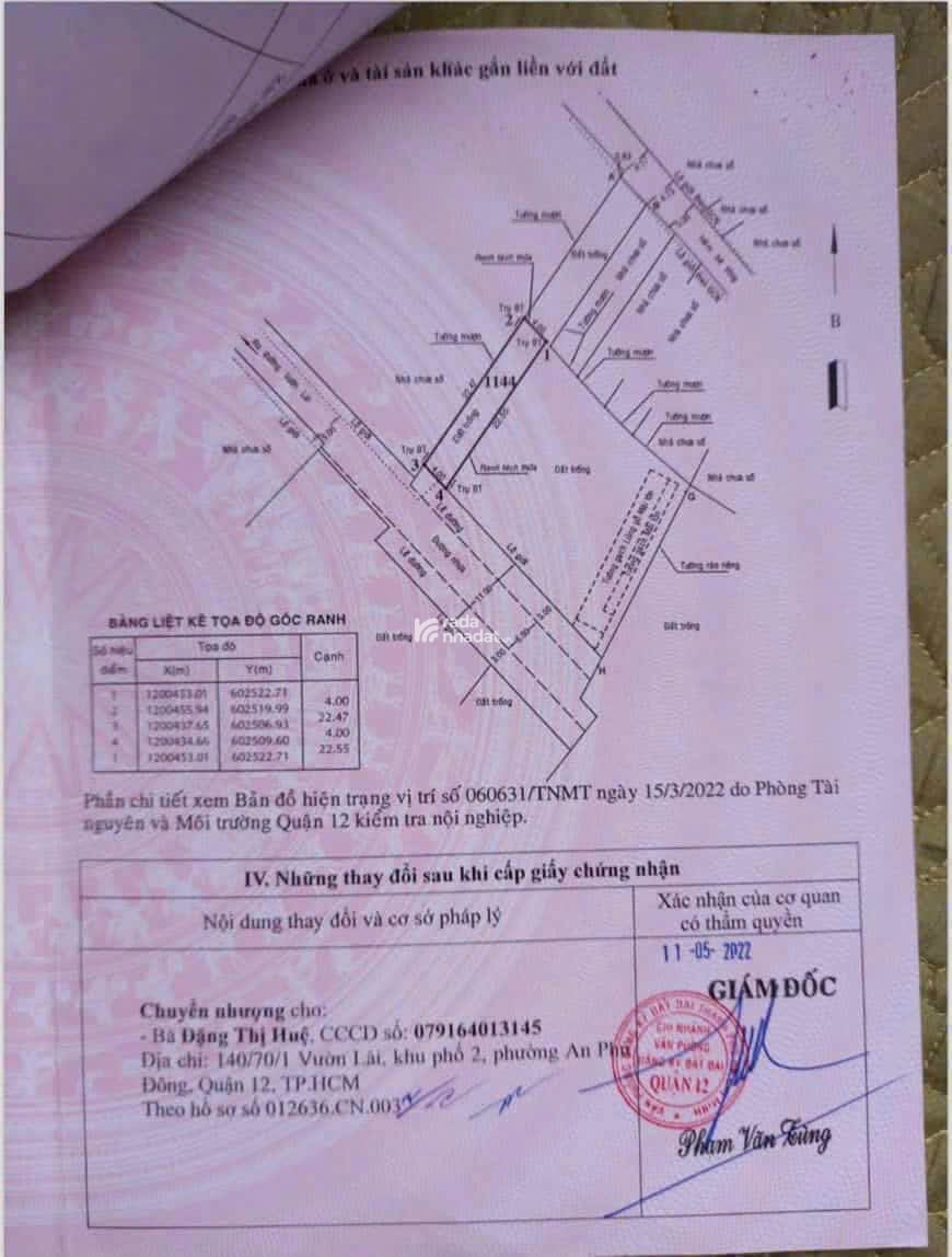  BÁN ĐẤT ĐẸP - GẦN CHUNG CƯ AN PHÚ ĐÔNG, QUẬN 12
