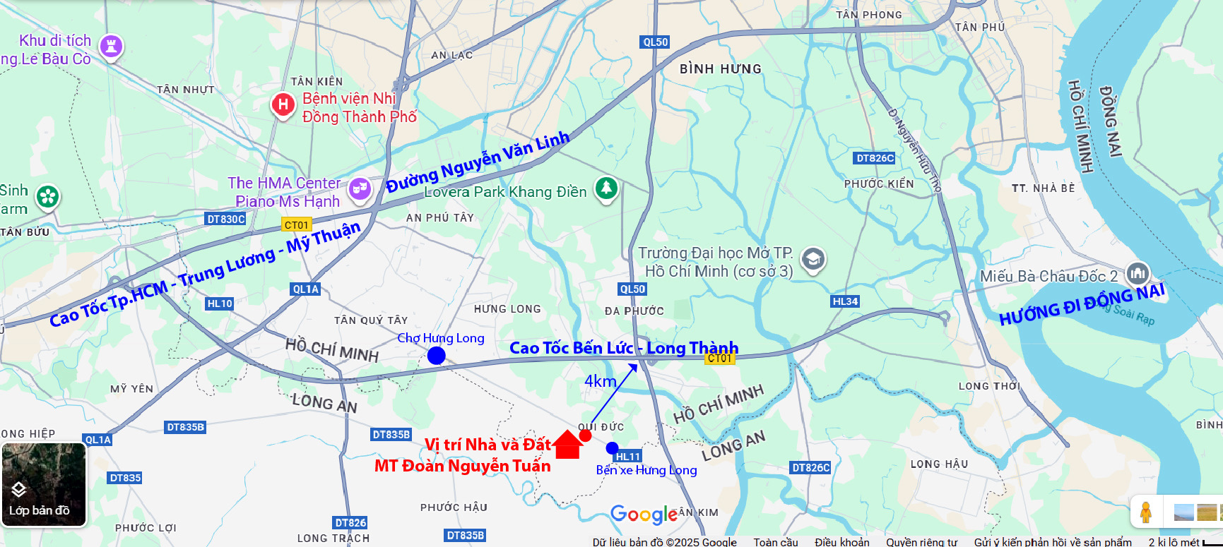 Chính chủ cần bán đất 2 mặt tiền Đoàn Nguyễn Tuấn, Bình Chánh, TpHCM