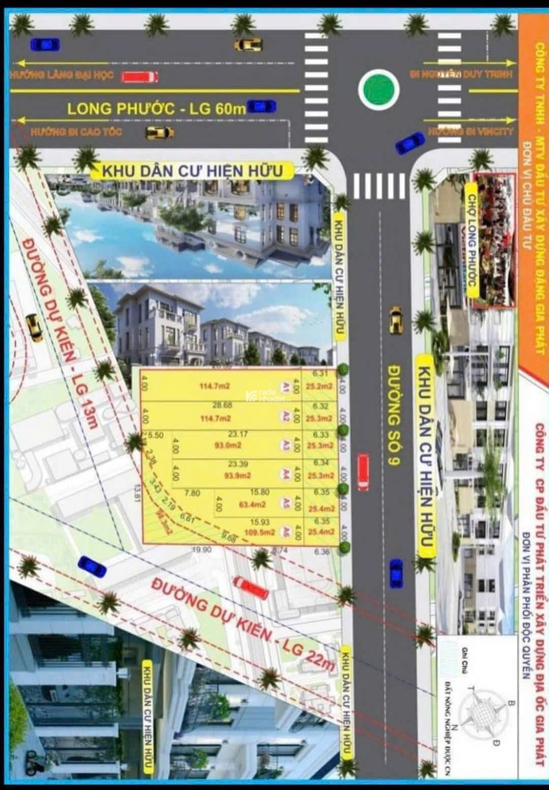 lô đất mặt tiền đường 9 long phước DT 118m giá đầu tư