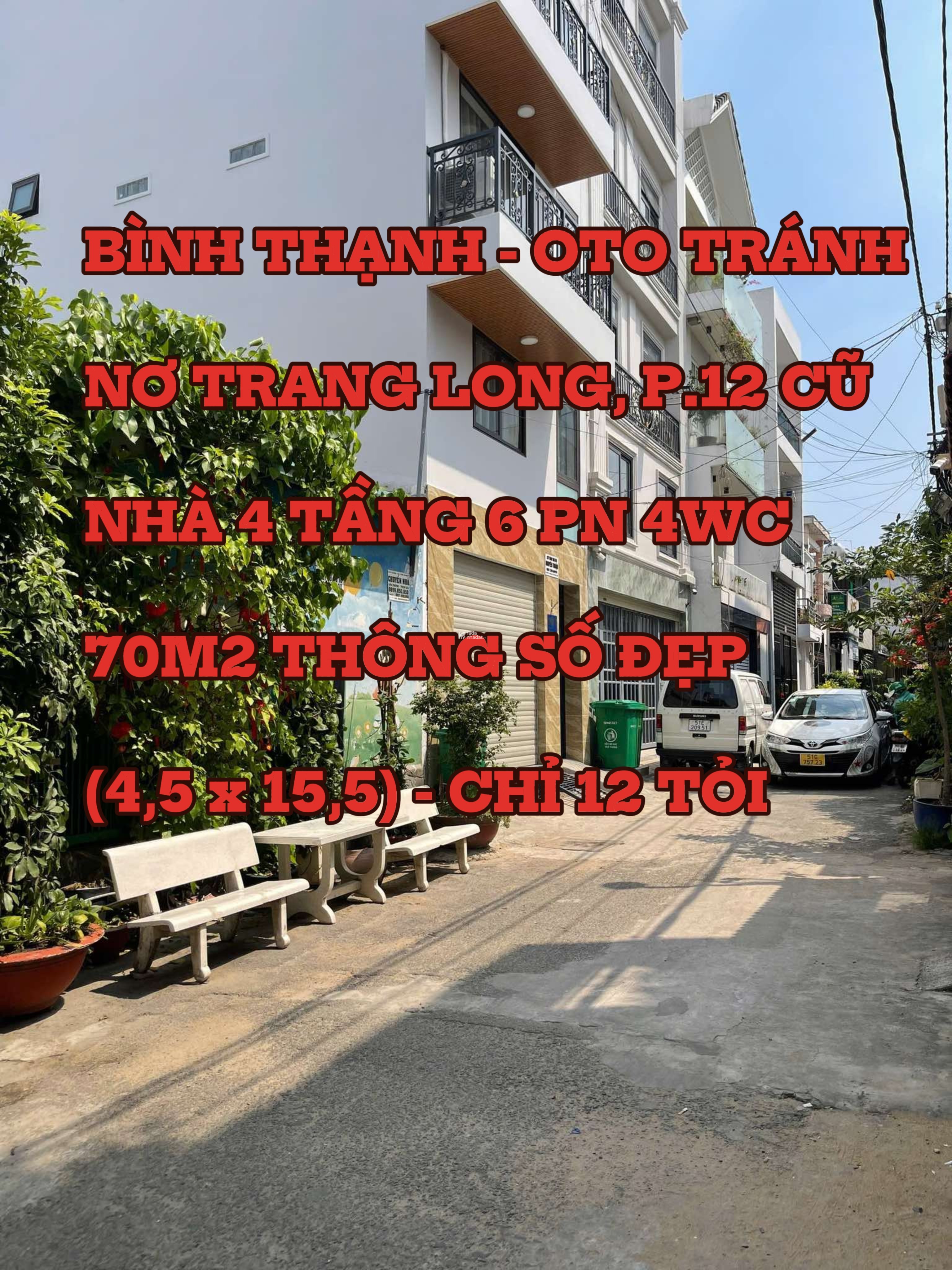 BÌNH THẠNH - OTO TRÁNH - NHÀ 4 TẦNG 6PN - 70M2 THÔNG SỐ ĐẸP (4,5 x 15,5) - CHỈ 12 TỶ