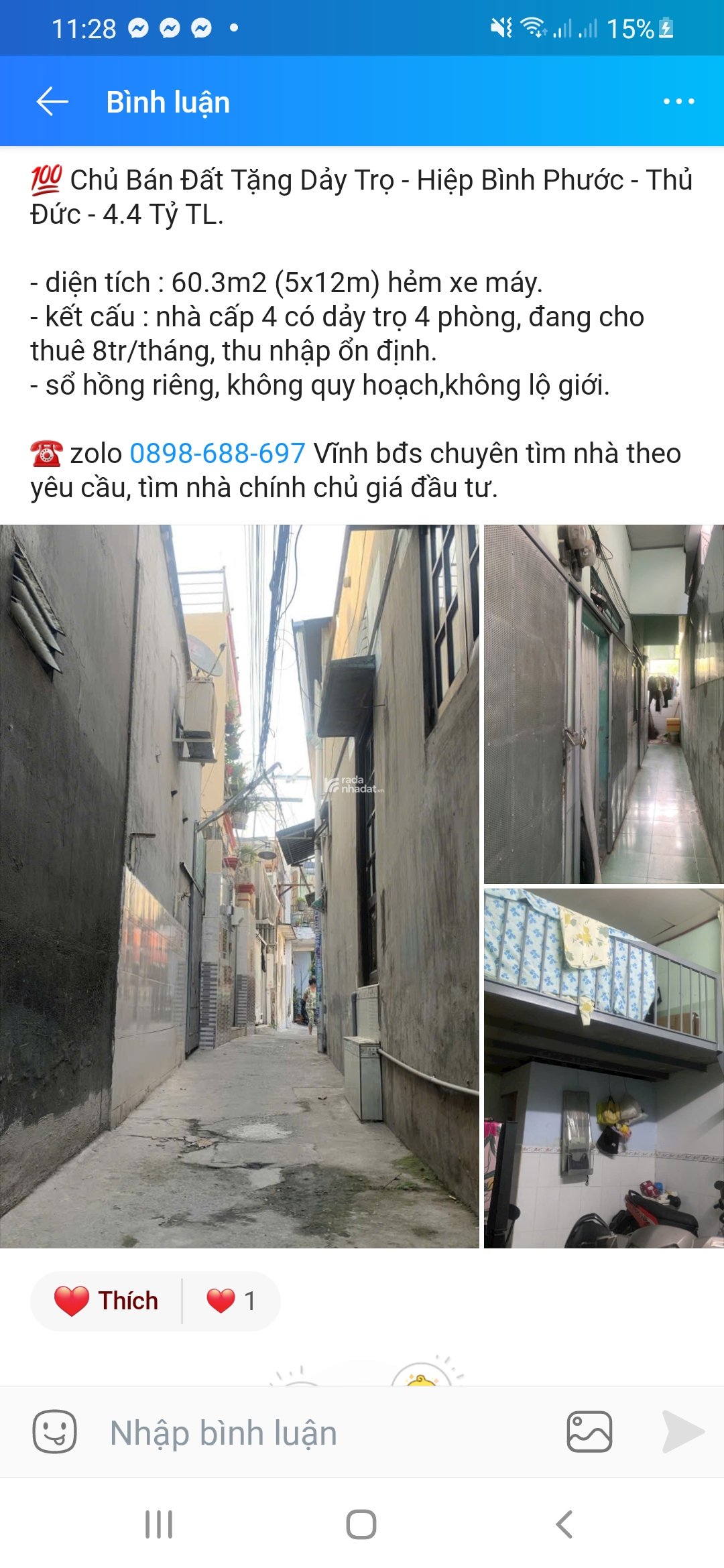  CHỦ BÁN ĐẤT TẶNG DẢY PHÒNG TRỌ - HIỆP BÌNH PHƯỚC - THỦ ĐỨC. 