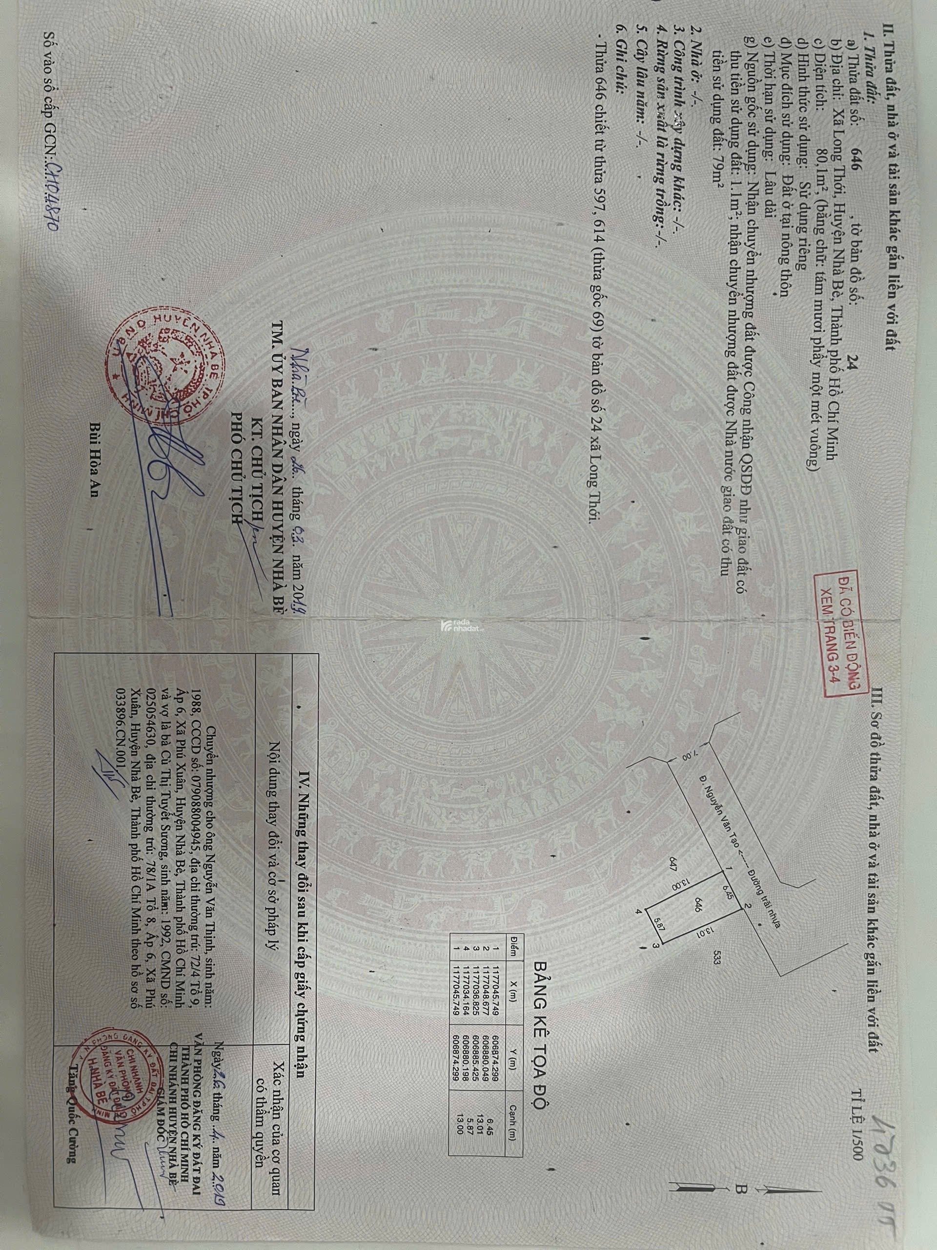 Bán đất chính chủ tại Nhà Bè TpHcm