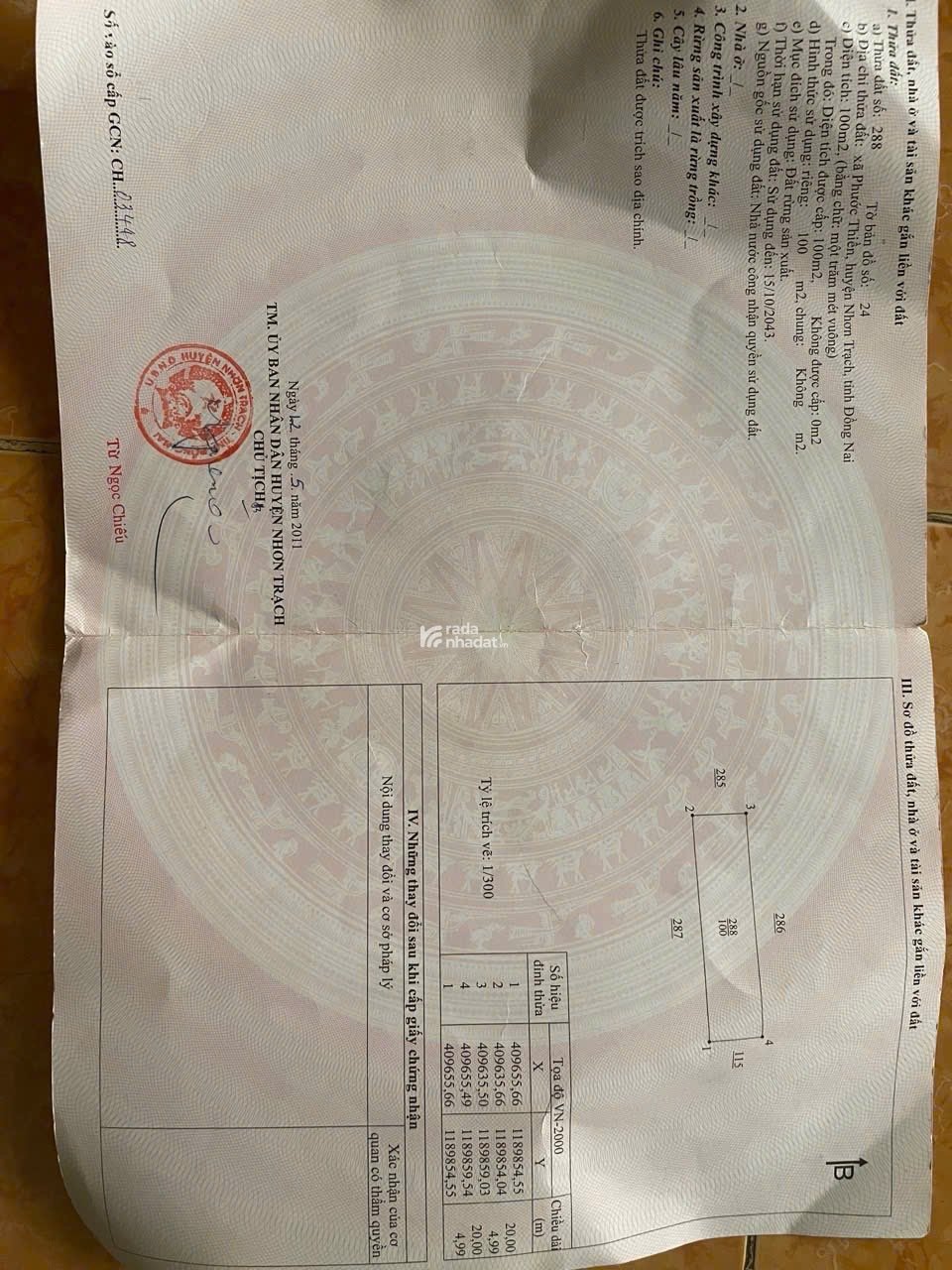 đất chính chủ full thổ cư. xã nhơn trạch đồng nai