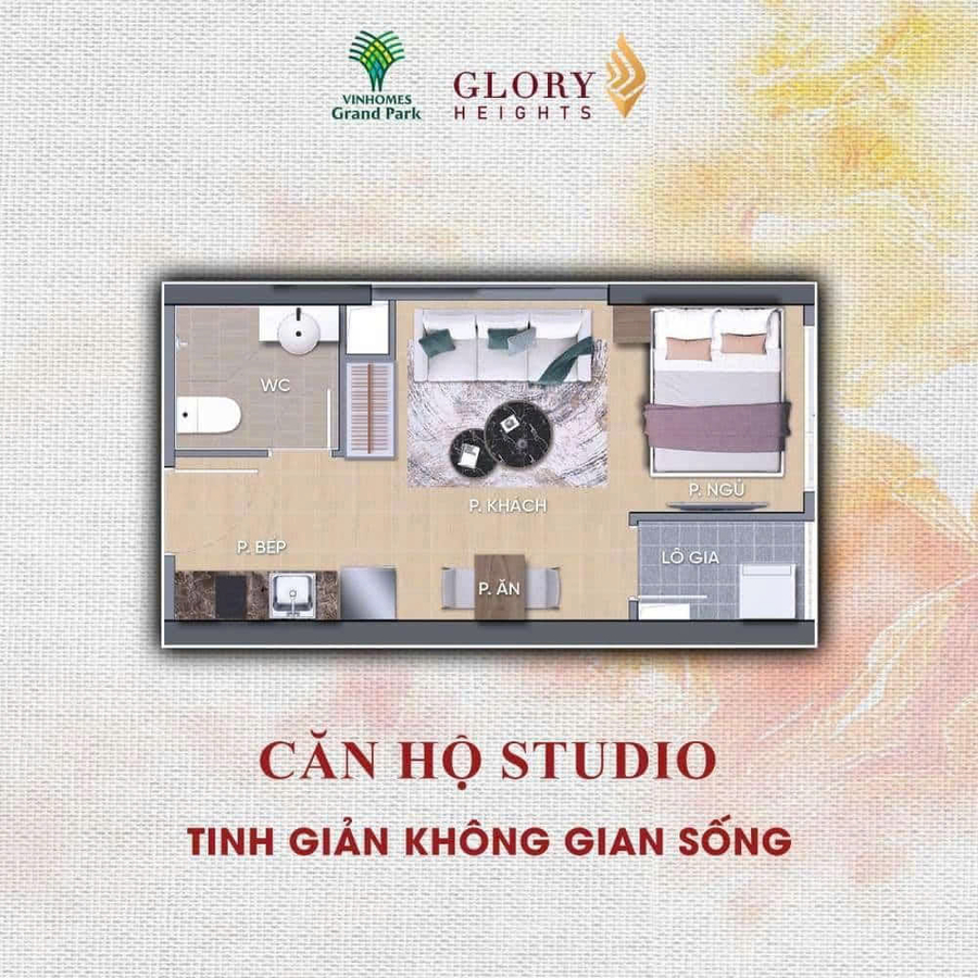 Studio GH6 Glory Heights - vào ở ngay, chỉ 2,62tỷ