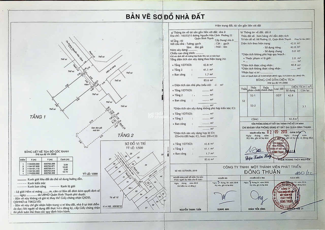 Bán nhà Nguyễn Hữu Cảnh, 2 Tầng đúc kiên cố