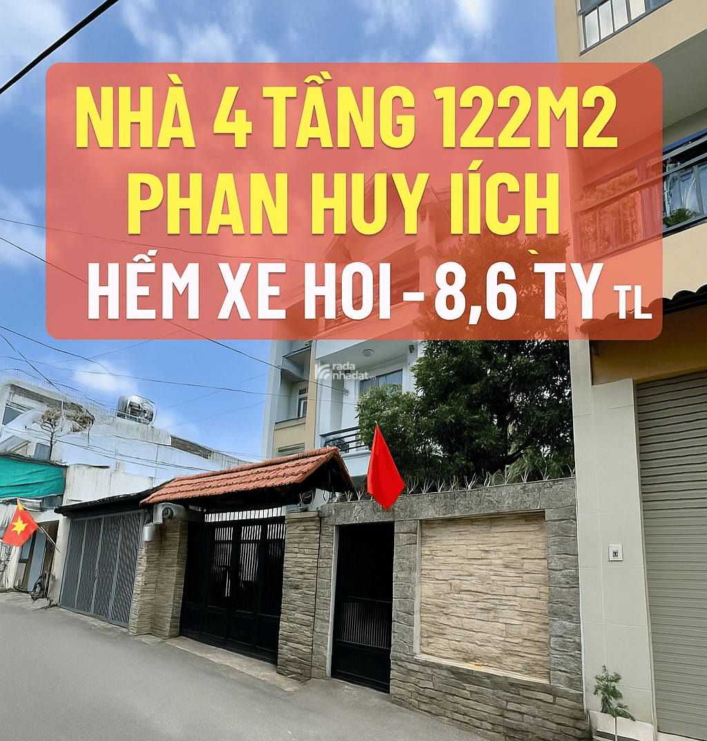 Bán nhà hẻm xe hơi Phan Huy Ích Gò Vấp, gần Emart, 122m2, 4 tầng BTCT