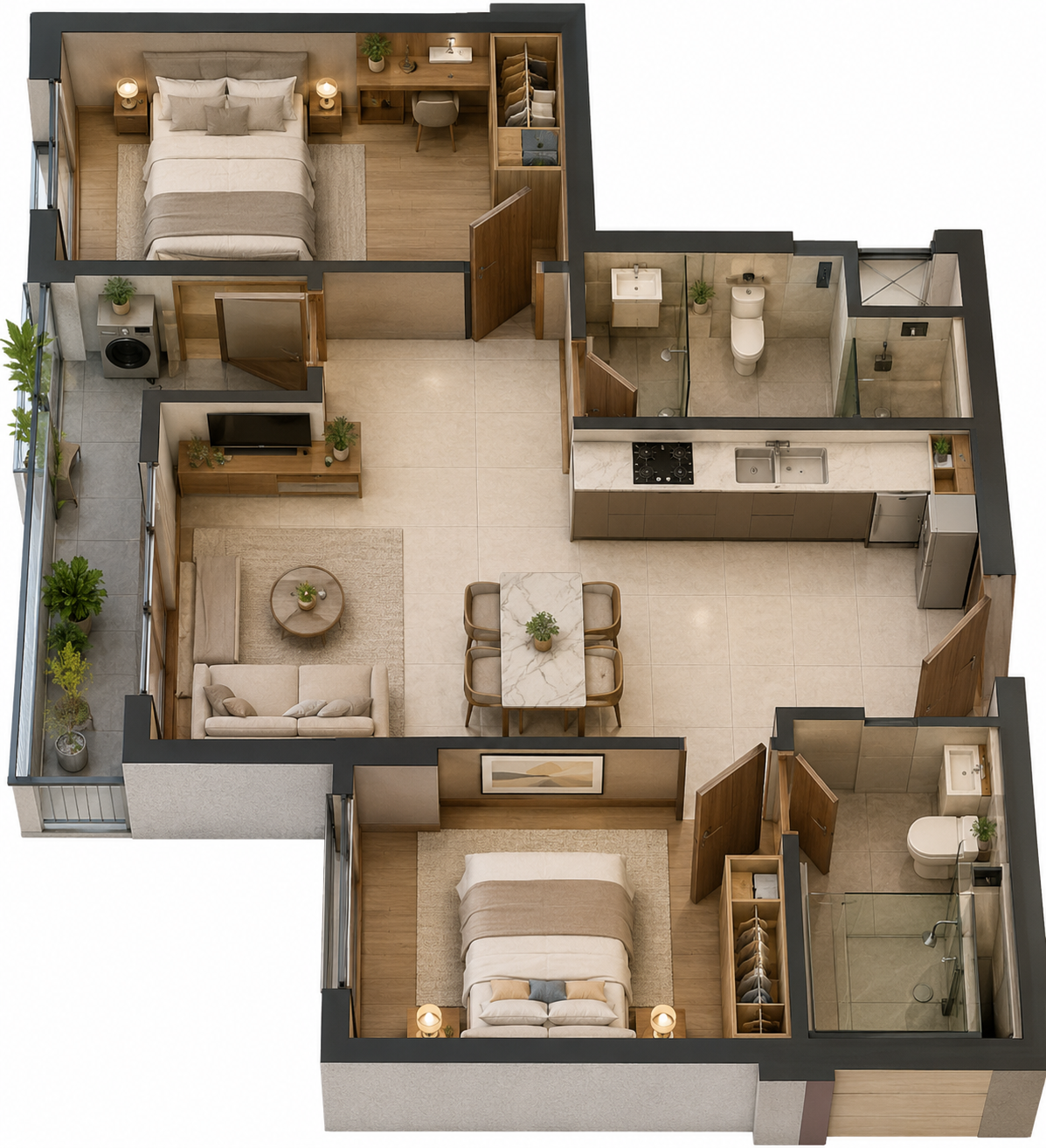 63m2 - Giá 5.6 tỷ chưa chiết khấu - 2PN2WC nội thất cơ bản Arcadia