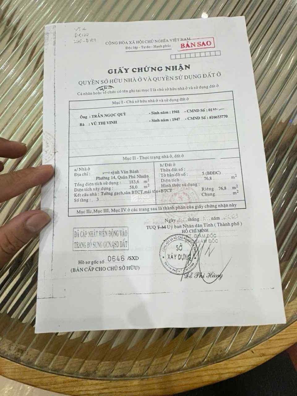 CHỦ GẤP BÁN NHÀ HUỲNH VĂN BÁNH - PHÚ NHUẬN GẦN MT - DT:80M2 (420) 4 TẦNG - CHỈ 11,5 TỶ