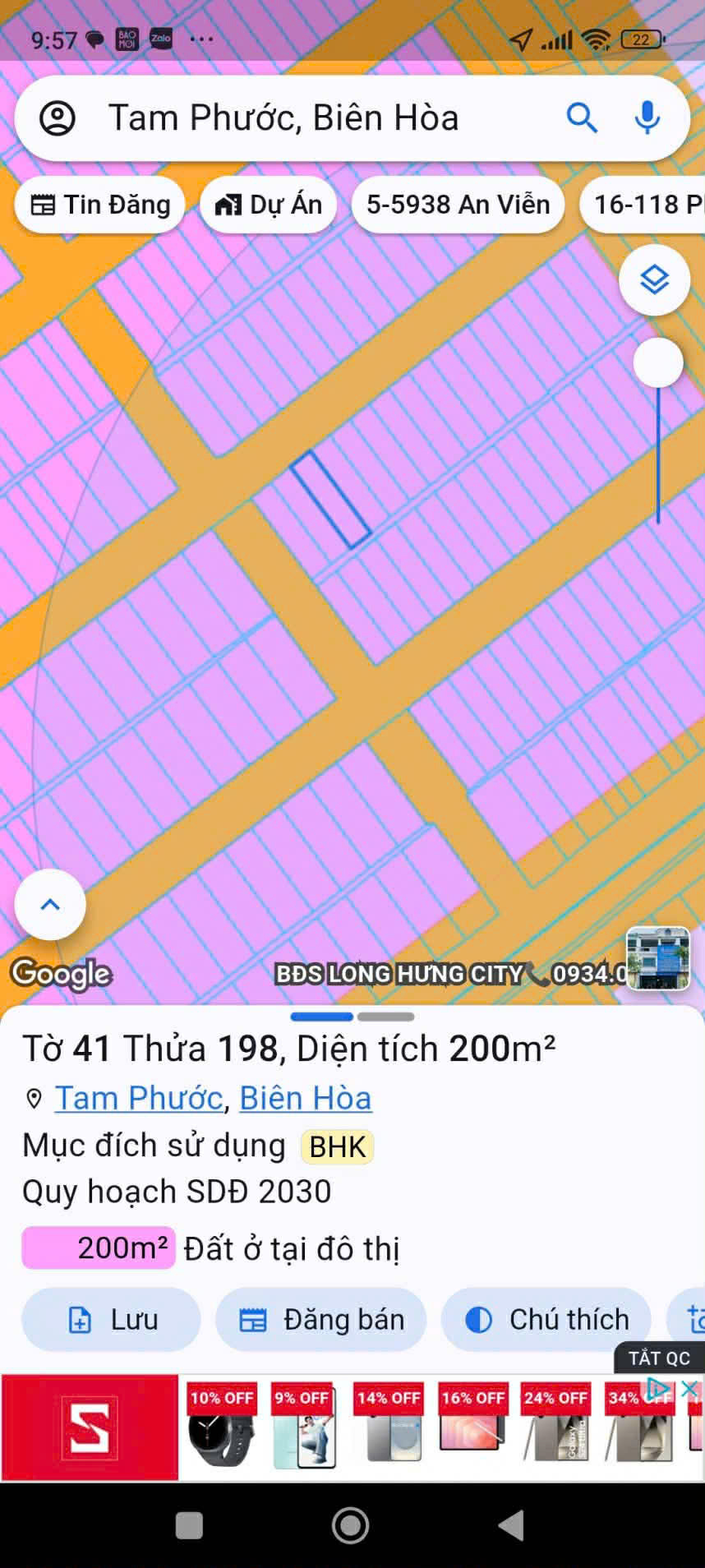 bán đất thổ cư hướng đông nam, hướng tây bắc