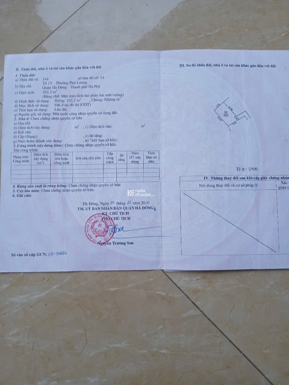 Bán nhà đất thổ cư 102m có sổ 