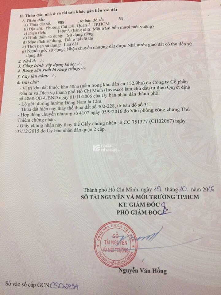 Bán lỗ 5 tỷ nền 153,8 m2 đất nền Thạnh Mỹ Lợi Quận 2, gần Đồng Văn Cống