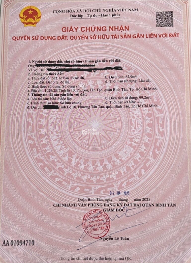 Bán nhà sát mặt tiền đường Tỉnh Lộ 10, DT 63m2, xây mới 1 trệt, 1 lầu