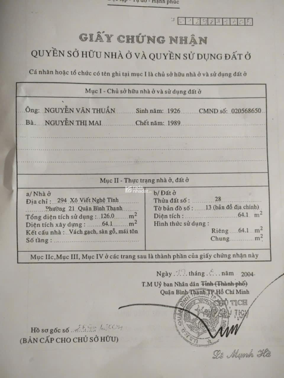 Nhà mặt tiền đường XVNT phường 22