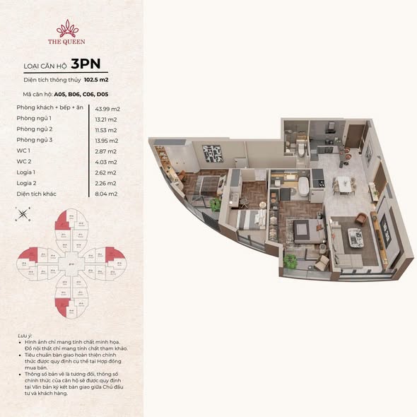 Bán căn hộ chung cư 102.5m2 The Queen 360 Giải Phóng, Hà Nội