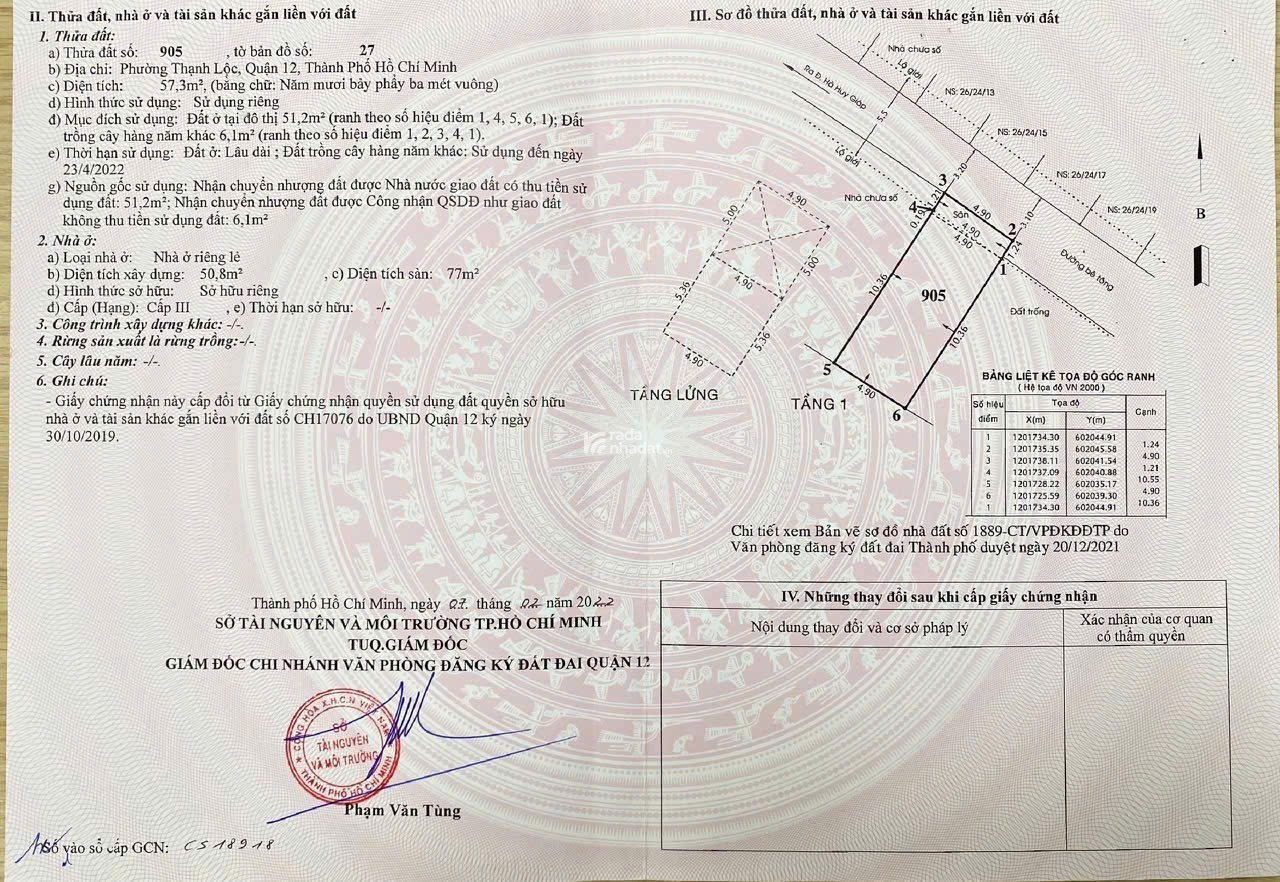NHÀ ĐẸP THẠNH LỘC 26 - NGÃ 4 GA, 5X12M NHỈNH 4 TỶ