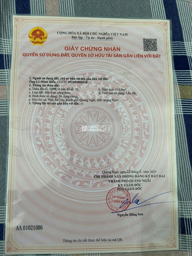 Chính chủ Bán lô góc KDC Thạch Bích, diện tích 134,8m2