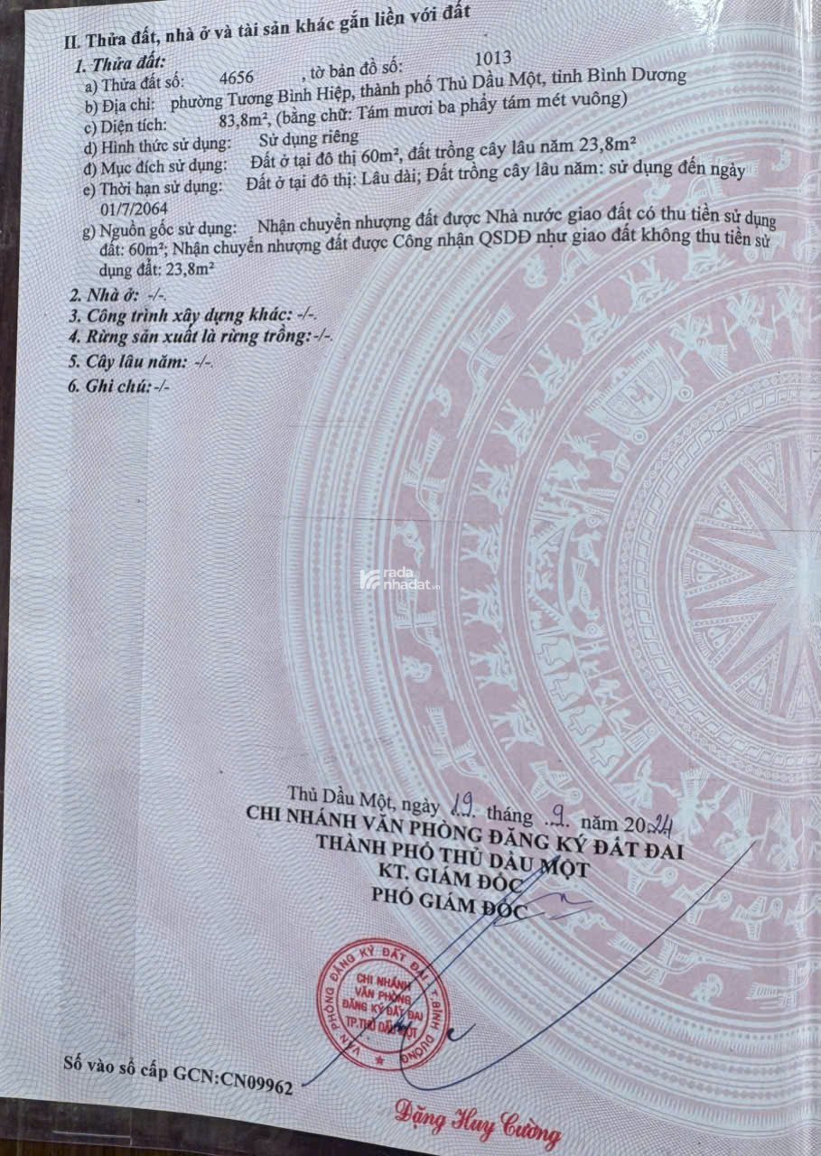 Đất thổ cư siêu đẹp 84m2 đường Lê Văn Tách Tương Bình Hiệp gần BV Hoàn Mỹ Bình Dương