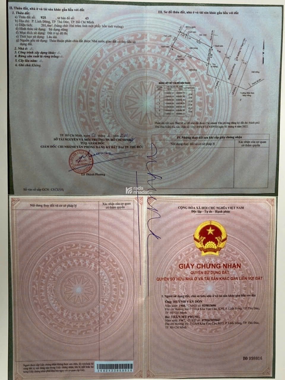 'Chính chủ Cần bán thửa đất, 10 m mặt tiền: 23b, Đ Linh Đông, P. Hiệp Bình, HCM